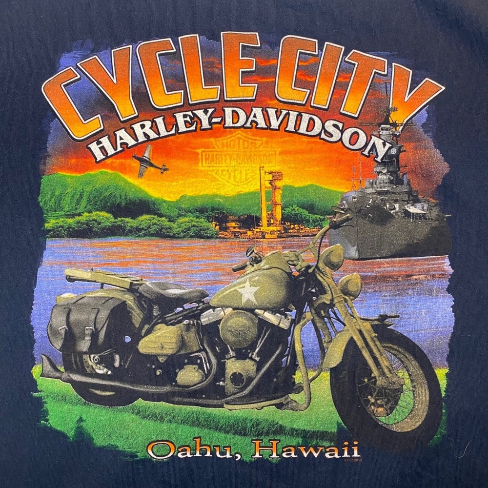 Harley-Davidson Cycle City Oahu Hawaii 3xl Navy Graphic T-Shirt View 2